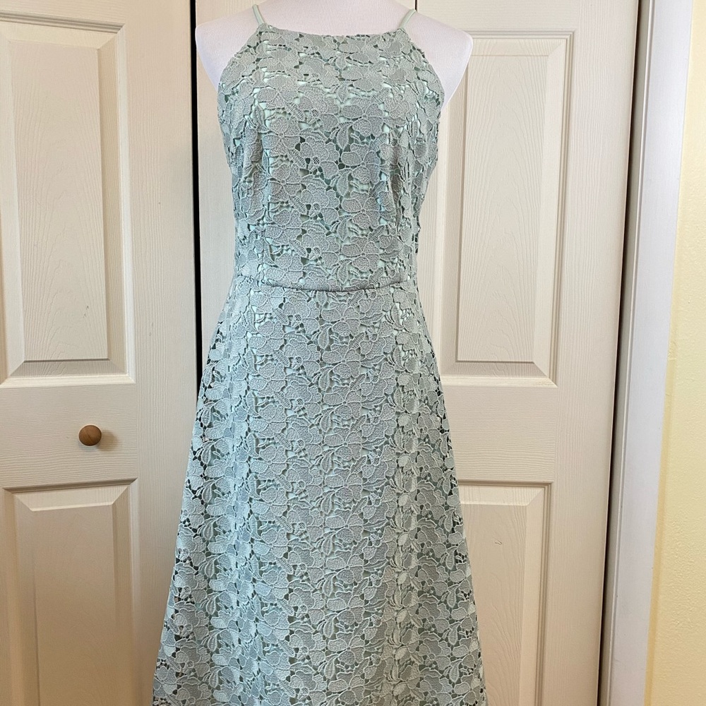 Paper Crown Mint Sage Green Lace Dress